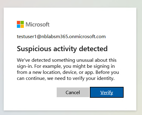 Risk detected shown to end user